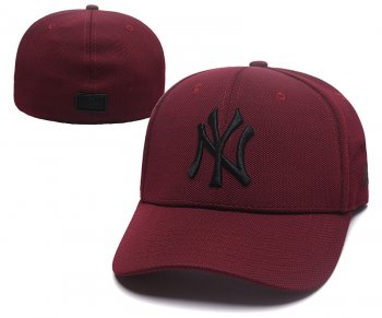 MLB Snapbacks New York Yankees Fitted Hats in Dark Red,Wholesale,attractive price,great deals Snapbacks/Hats/Caps