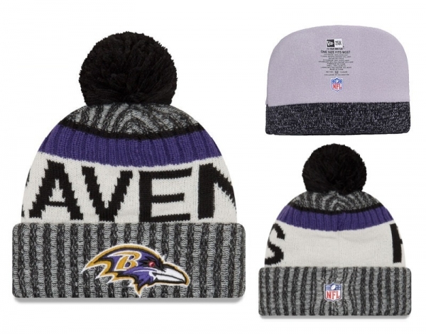 Fashion NFL Knit Hat Baltimore Ravens Cap in Gray Cream,Largest Fashion Store,reputable site,Hot Sale Snapbacks/Hats/Caps