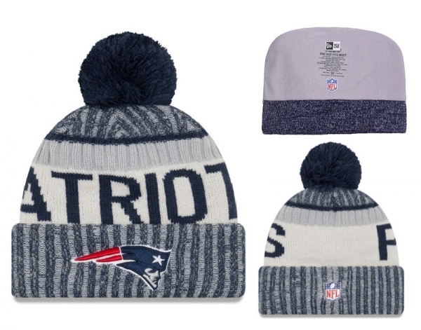 Fashion NFL Knit Hat New England Patriots Cap in Gray Cream,cheapest price,popular,Clearance Snapbacks/Hats/Caps