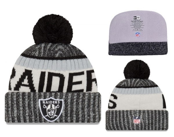 Fashion NFL Knit Hat Oakland Raiders Cap in Gray Cream,sale retailer,wholesale dealer,100% Satisfaction Guarantee Snapbacks/Hats/Caps