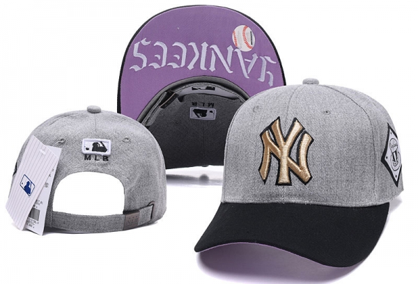 MLB Snapbacks New York Yankees Fitted Caps in Gray Black,top brands,Official UK Stockists,unique design Snapbacks/Hats/Caps