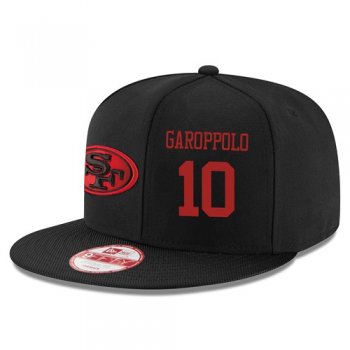 NFL San Francisco 49ers #10 Jimmy Garoppolo Snapback Adjustable Stitched Player Rush Hat - Black Snapbacks/Hats/Caps