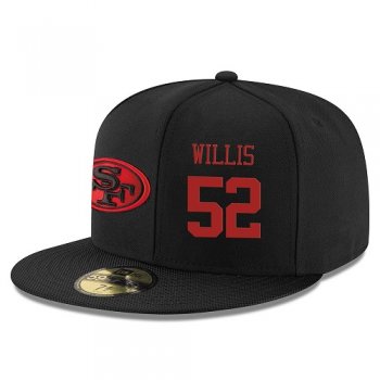 NFL San Francisco 49ers #52 Patrick Willis Snapback Adjustable Stitched Player Rush Hat - Black/Red Snapbacks/Hats/Caps