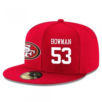 NFL San Francisco 49ers #53 NaVorro Bowman Snapback Adjustable Stitched Player Hat - Red/White Snapbacks/Hats/Caps