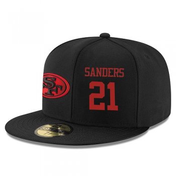 NFL San Francisco 49ers #21 Deion Sanders Snapback Adjustable Stitched Player Rush Hat - Black/Red Snapbacks/Hats/Caps