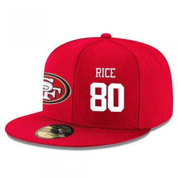 NFL San Francisco 49ers #80 Jerry Rice Snapback Adjustable Stitched Player Hat - Red/White Snapbacks/Hats/Caps