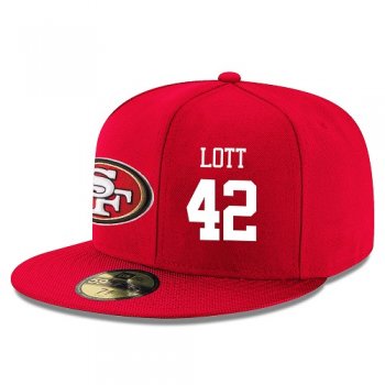 NFL San Francisco 49ers #42 Ronnie Lott Snapback Adjustable Stitched Player Hat - Red/White Snapbacks/Hats/Caps