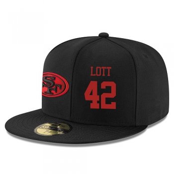 NFL San Francisco 49ers #42 Ronnie Lott Snapback Adjustable Stitched Player Rush Hat - Black/Red Snapbacks/Hats/Caps