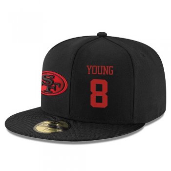 NFL San Francisco 49ers #8 Steve Young Snapback Adjustable Stitched Player Rush Hat - Black/Red Snapbacks/Hats/Caps