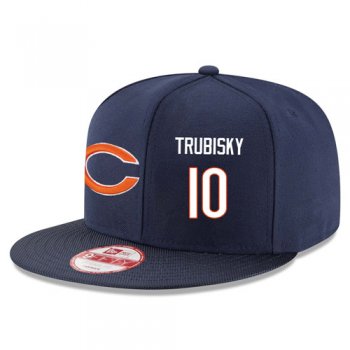 NFL Chicago Bears #10 Mitchell Trubisky Snapback Adjustable Stitched Player Hat - Navy/White Snapbacks/Hats/Caps