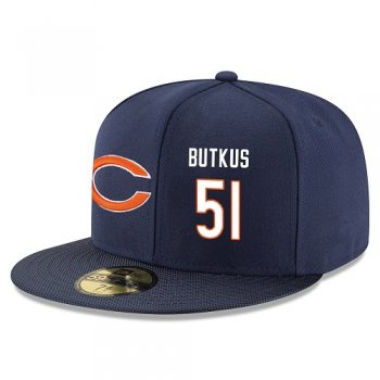 NFL Chicago Bears #51 Dick Butkus Snapback Adjustable Stitched Player Hat - Navy/White Snapbacks/Hats/Caps