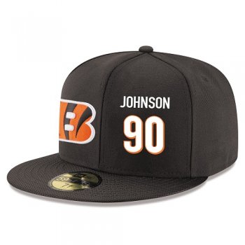 NFL Cincinnati Bengals #90 Michael Johnson Snapback Adjustable Stitched Player Hat - Black/White Snapbacks/Hats/Caps