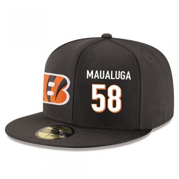 NFL Cincinnati Bengals #58 Rey Maualuga Snapback Adjustable Stitched Player Hat - Black/White Snapbacks/Hats/Caps