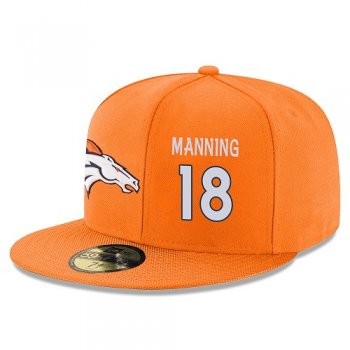 NFL Denver Broncos #18 Peyton Manning Snapback Adjustable Stitched Player Hat - Orange/White Snapbacks/Hats/Caps