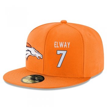 NFL Denver Broncos #7 John Elway Snapback Adjustable Stitched Player Hat - Orange/White Snapbacks/Hats/Caps