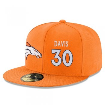 NFL Denver Broncos #30 Terrell Davis Snapback Adjustable Stitched Player Hat - Orange/White Snapbacks/Hats/Caps