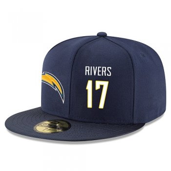 NFL Los Angeles Chargers #17 Philip Rivers Snapback Adjustable Stitched Player Rush Hat - Navy/White Snapbacks/Hats/Caps