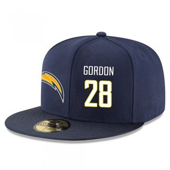 NFL Los Angeles Chargers #28 Melvin Gordon Snapback Adjustable Stitched Player Rush Hat - Navy/White Snapbacks/Hats/Caps