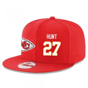 NFL Kansas City Chiefs #27 Kareem Hunt Snapback Adjustable Stitched Player Hat - Red/White Snapbacks/Hats/Caps