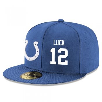 NFL Indianapolis Colts #12 Andrew Luck Snapback Adjustable Stitched Player Hat - Royal Blue/White Snapbacks/Hats/Caps