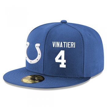 NFL Indianapolis Colts #4 Adam Vinatieri Snapback Adjustable Stitched Player Hat - Royal Blue/White Snapbacks/Hats/Caps