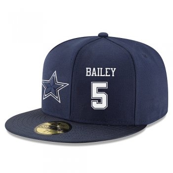 NFL Dallas Cowboys #5 Dan Bailey Snapback Adjustable Stitched Player Hat - Navy/White Snapbacks/Hats/Caps