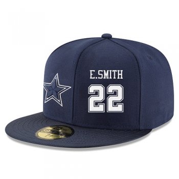 NFL Dallas Cowboys #22 Emmitt Smith Snapback Adjustable Stitched Player Hat - Navy/White Snapbacks/Hats/Caps