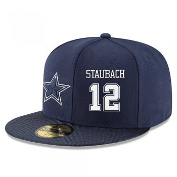 NFL Dallas Cowboys #12 Roger Staubach Snapback Adjustable Stitched Player Hat - Navy/White Snapbacks/Hats/Caps