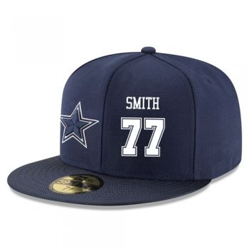 NFL Dallas Cowboys #77 Tyron Smith Snapback Adjustable Stitched Player Hat - Navy/White Snapbacks/Hats/Caps