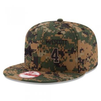 Men's Dallas Cowboys #4 Dak Prescott New Era Digital Camo Memorial Day 9FIFTY Snapback Adjustable Hat Snapbacks/Hats/Caps