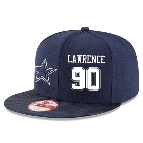 NFL Dallas Cowboys #90 Demarcus Lawrence Snapback Adjustable Stitched Player Hat - Navy/White Snapbacks/Hats/Caps