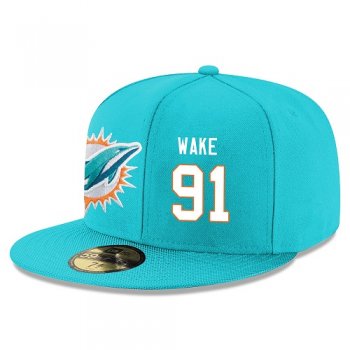 NFL Miami Dolphins #91 Cameron Wake Snapback Adjustable Stitched Player Hat - Aqua Green/White Snapbacks/Hats/Caps