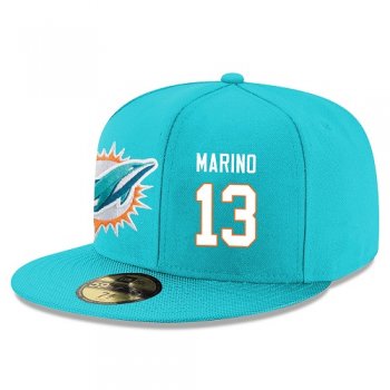 NFL Miami Dolphins #13 Dan Marino Snapback Adjustable Stitched Player Hat - Aqua Green/White Snapbacks/Hats/Caps