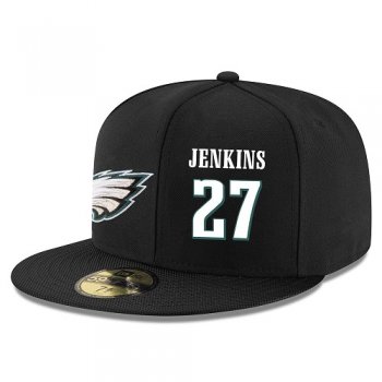 NFL Philadelphia Eagles #27 Malcolm Jenkins Snapback Adjustable Stitched Player Hat - Black/White Snapbacks/Hats/Caps