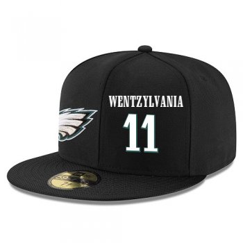 NFL Philadelphia Eagles #11 Carson Wentz Wentzylvania Snapback Adjustable Stitched Player Hat - Black/White Snapbacks/Hats/Caps