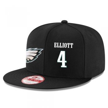 NFL Philadelphia Eagles #4 Jake Elliott Snapback Adjustable Stitched Player Hat - Black/White Snapbacks/Hats/Caps