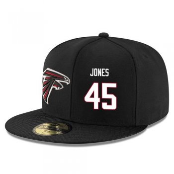 NFL Atlanta Falcons #45 Deion Jones Snapback Adjustable Stitched Player Hat - Black/White Snapbacks/Hats/Caps