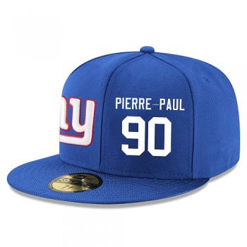 NFL New York Giants #90 Jason Pierre-Paul Snapback Adjustable Stitched Player Hat - Blue/White Snapbacks/Hats/Caps