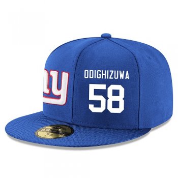 NFL New York Giants #58 Owa Odighizuwa Snapback Adjustable Stitched Player Hat - Blue/White Snapbacks/Hats/Caps