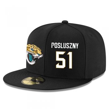 NFL Jacksonville Jaguars #51 Paul Posluszny Snapback Adjustable Stitched Player Hat - Black/White Snapbacks/Hats/Caps