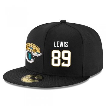 NFL Jacksonville Jaguars #89 Marcedes Lewis Snapback Adjustable Stitched Player Hat - Black/White Snapbacks/Hats/Caps