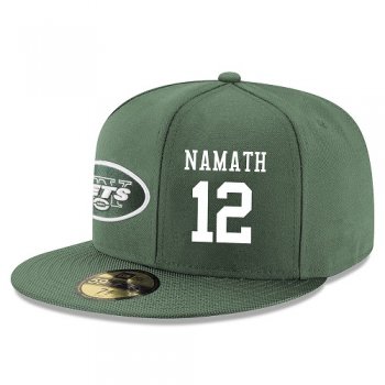 NFL New York Jets #12 Joe Namath Snapback Adjustable Stitched Player Hat - Green/White Snapbacks/Hats/Caps