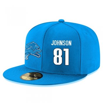 NFL Detroit Lions #81 Calvin Johnson Snapback Adjustable Stitched Player Hat - Blue/White Snapbacks/Hats/Caps