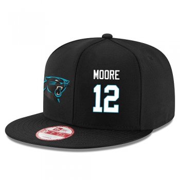 NFL Carolina Panthers #12 DJ Moore Snapback Adjustable Stitched Player Hat - Black Snapbacks/Hats/Caps