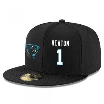 NFL Carolina Panthers #1 Cam Newton Snapback Adjustable Stitched Player Hat - Black/White Snapbacks/Hats/Caps