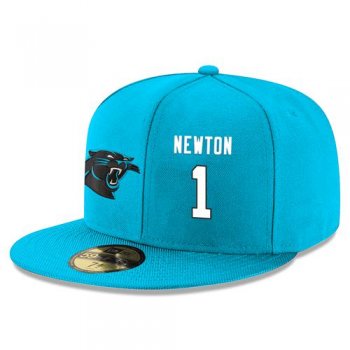 NFL Carolina Panthers #1 Cam Newton Snapback Adjustable Stitched Player Hat - Blue/White Snapbacks/Hats/Caps