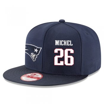 NFL New England Patriots #26 Sony Michel Snapback Adjustable Stitched Player Hat - Navy Blue Snapbacks/Hats/Caps