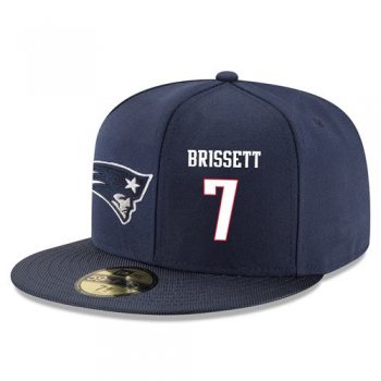 NFL New England Patriots #7 Jacoby Brissett Snapback Adjustable Stitched Player Hat - Navy/White Snapbacks/Hats/Caps