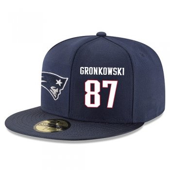 NFL New England Patriots #87 Rob Gronkowski Snapback Adjustable Stitched Player Hat - Navy/White Snapbacks/Hats/Caps