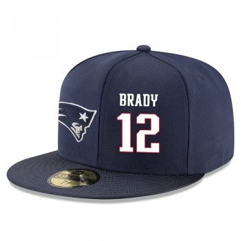 NFL New England Patriots #12 Tom Brady Snapback Adjustable Stitched Player Hat - Navy/White Snapbacks/Hats/Caps